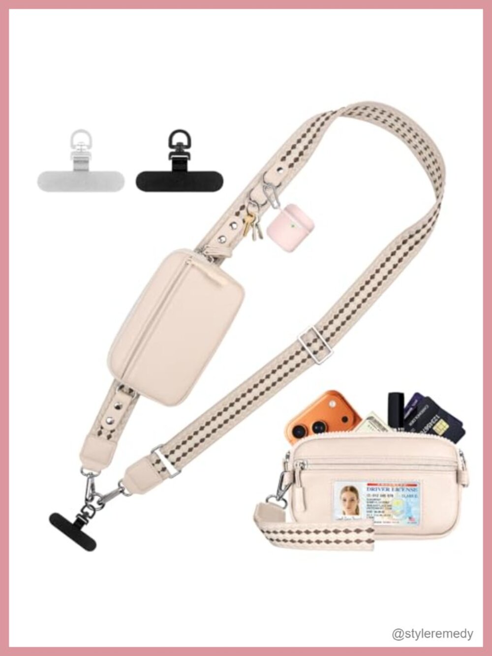 Nylon Phone Strap with Detachable RFID Wallet, Crossbody Lanyard for Travel